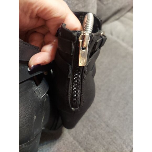 Women Ankle Boots Almond Toe Mid Heel Booties Chunky Block Zip Up Sz 8 M - Picture 8 of 12